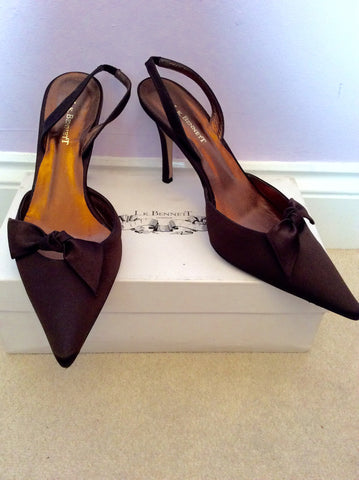 LK Bennett Brown Satin Slingback Heels Size 7.5/41 - Whispers Dress Agency - Sold - 2
