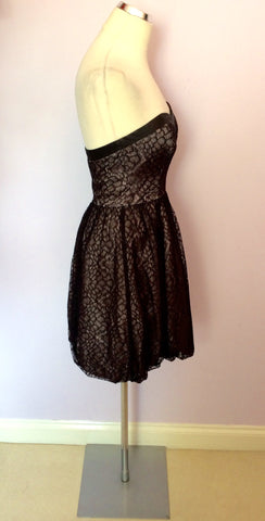 Coast Black Lace & Mink Lined Strapless Dress Size 8 - Whispers Dress Agency - Womens Dresses - 4