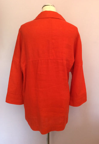 Un Branded Orange Linen Long Jacket Size M - Whispers Dress Agency - Womens Coats & Jackets - 4