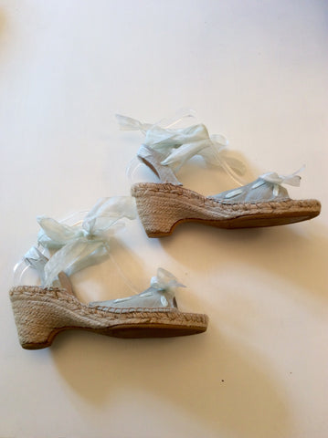 RUSSELL & BROMLEY PALE DUCK EGG TIE LEG WEDGE HEEL SANDALS SIZE 5/38 - Whispers Dress Agency - Womens Sandals - 2