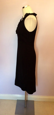 Marks & Spencer Black Frill Trim Neckline Dress Size 12 - Whispers Dress Agency - Womens Dresses - 3