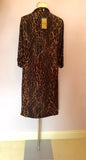 BRAND NEW BIBA BROWN LEOPARD PRINT COWL DRESS SIZE 16 - Whispers Dress Agency - Womens Dresses - 4