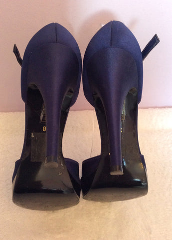 Monsoon Dark Blue Satin Peeptoe Satin Heels Size 5/38 - Whispers Dress Agency - Womens Heels - 5