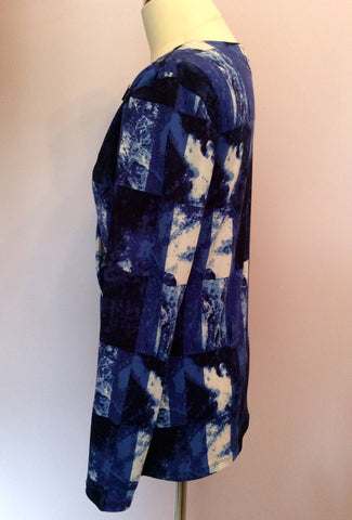 Michael Kors Blue & White Print Wrap Top Size L - Whispers Dress Agency - Sold - 3