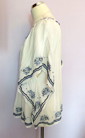 BRAND NEW MONSOON WHITE & BLUE EMBROIDERED TOP SIZE 18 - Whispers Dress Agency - Sold - 2