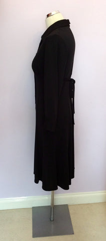 HOBBS BLACK COLLARED 3/4 SLEEVE DRESS SIZE 10 - Whispers Dress Agency - Womens Dresses - 3