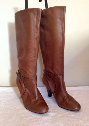 Dune Tan Brown Stitch Trim Boots Size 4/37 - Whispers Dress Agency - Sold - 2