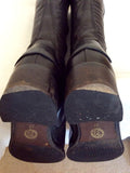 Nic Dean Black Buckle Trim Leather Boots Size 4/37 - Whispers Dress Agency - Womens Boots - 6