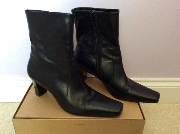LK Bennett Black Leather Heeled Ankle Boots Size 8/42 - Whispers Dress Agency - Womens Boots - 1
