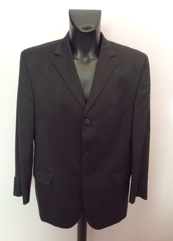 Pierre Cardin Black Pinstripe Extra Fine Merino Wool Suit Size 42R/34W - Whispers Dress Agency - Sold - 2