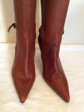Brand New Shellys Tan Brown Leather Knee Length Boots Size 6/39 - Whispers Dress Agency - Sold - 3