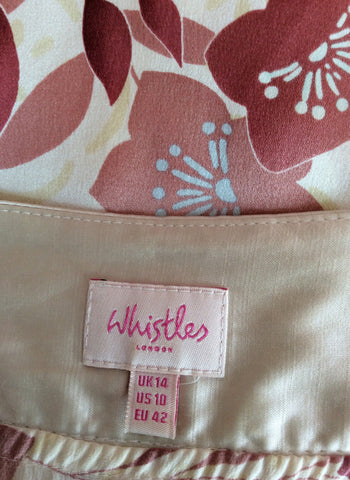 WHISTLES CREAM FLORAL PRINT SILK KIMONO SLEEVE WRAP TOP SIZE 14 - Whispers Dress Agency - Womens Tops - 4
