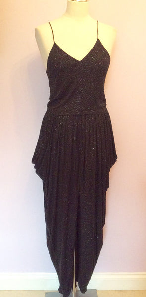 Vintage Designer Roland Klein Black Sparkle Evening Dress Size 10 - Whispers Dress Agency - Sold - 1