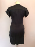 WHISTLES DARK BLUE SILK FRILL TRIM DRESS SIZE 8 - Whispers Dress Agency - Womens Dresses - 3