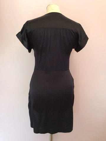 WHISTLES DARK BLUE SILK FRILL TRIM DRESS SIZE 8 - Whispers Dress Agency - Womens Dresses - 3