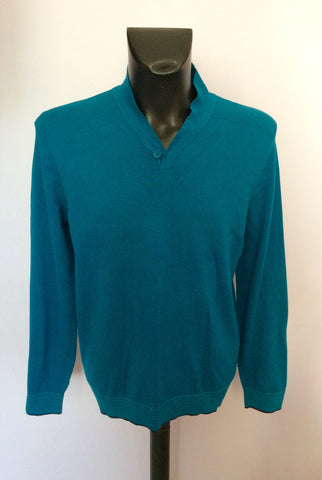Ted Baker Turqouise V Neck Jumper Size 4 Approx M/L - Whispers Dress Agency - Mens Knitwear - 1