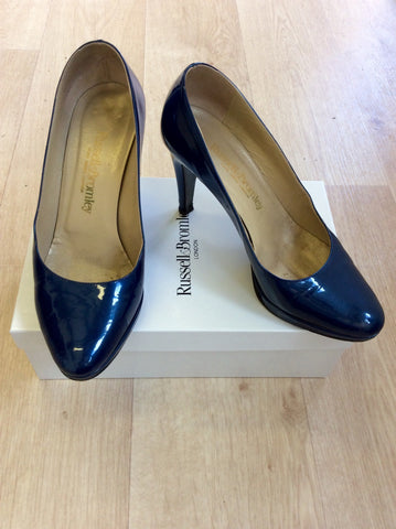 RUSSELL & BROMLEY BLUE PATENT LEATHER HEELS SIZE 6/39 - Whispers Dress Agency - Womens Heels - 1