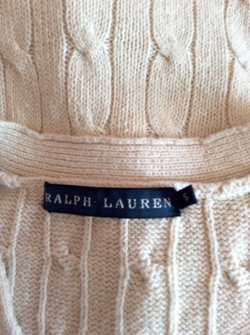 Ralph Lauren Cream Cable Knit Sleeveless Cardigan Size S - Whispers Dress Agency - Sold - 2