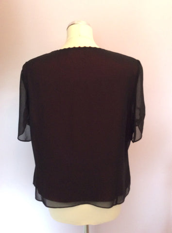 Jacques Vert Black & Dark Red Embroidered Top & Skirt Size 18 - Whispers Dress Agency - Sold - 3