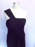 Coast Black Pleated One Shoulder Long Evening Dress Size 12 - Whispers Dress Agency - Sold - 2
