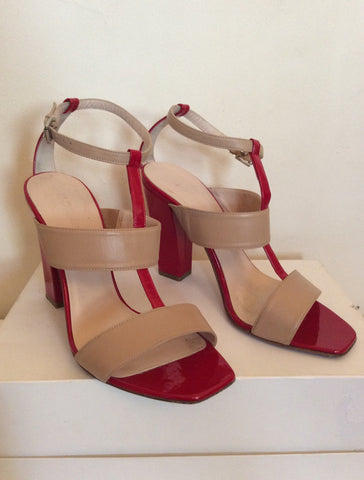 Hobbs Red & Beige Leather Heel Sandals Size 6/39 - Whispers Dress Agency - Womens Sandals - 1