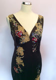 Planet Black Satin Embroidered Evening Dress Size 12 - Whispers Dress Agency - Sold - 2