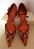 Office Red & Pink Floral Print Fabric & Leather Heels Size 6/39 - Whispers Dress Agency - Sold - 2