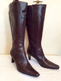 Tamaris Brown Leather Knee High Boots Size 3.5/36 - Whispers Dress Agency - Womens Boots - 3