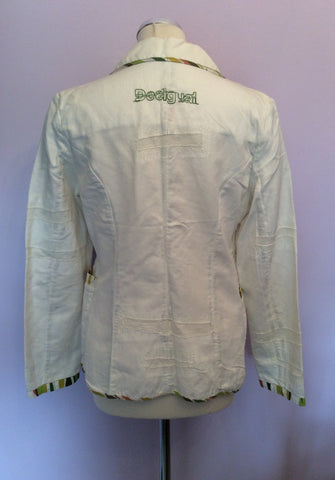 Desigual White Cotton & Linen Jacket Size 44 UK 12 - Whispers Dress Agency - Sold - 3