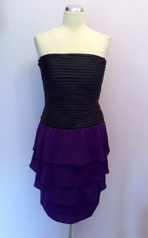 Reiss Black & Purple Strapless Helga Dress Size 12 - Whispers Dress Agency - Womens Dresses - 1