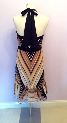 Coast brown print silk halterneck dress size 12 - Whispers Dress Agency - Womens Dresses - 3