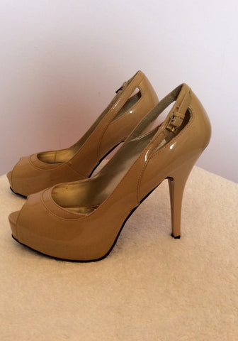 Guess Camel Patent Peeptoe Heels Size 6/39 - Whispers Dress Agency - Sold - 3