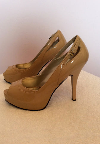 Guess Camel Patent Peeptoe Heels Size 6/39 - Whispers Dress Agency - Sold - 3
