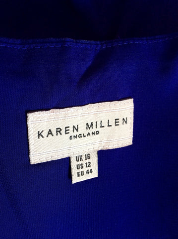 Karen Millen Purpley Blue Silk Ruffle Skirt Strapless Dress Size 16 - Whispers Dress Agency - Womens Dresses - 4