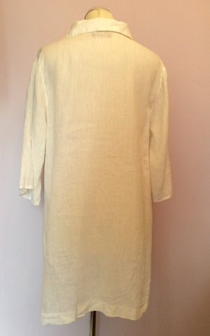 Marks & Spencer White Long Linen Shirt / Tunic Size 16 - Whispers Dress Agency - Sold - 2