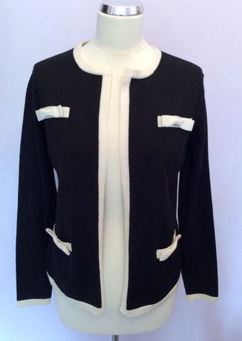 Black & White Trim Wool Cardigan Size 16 - Whispers Dress Agency - Womens Knitwear - 1