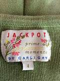 Jackpot By Carli Gry Green Cotton Cardigan Size 4 UK XL - Whispers Dress Agency - Womens Knitwear - 2