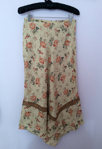 Ronit Zilkha Beige Floral Print Linen Jacket & Skirt Suit Size 10 - Whispers Dress Agency - Sold - 5