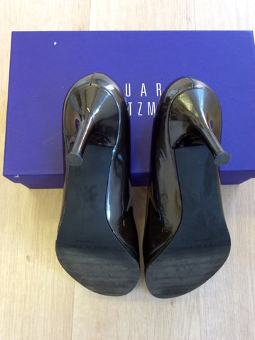 STUART WEITZMAN FOR RUSSELL & BROMLEY DARK GREY PATENT LEATHER HEELS SIZE 6/39 - Whispers Dress Agency - Sold - 4