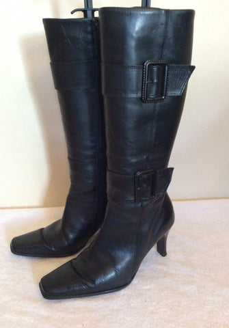 Bata Black Leather Buckle Trim Boots Size 5/38 - Whispers Dress Agency - Womens Boots - 2