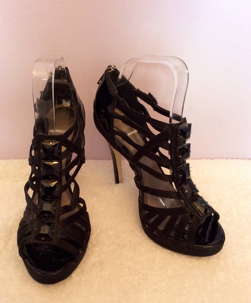 Carvela Black Satin Strappy Jewel Trim Heels Size 5/38 - Whispers Dress Agency - Womens Heels - 1