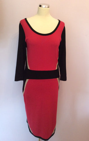 Phase Eight Pink, Black & Silver Trim Knit Dress Size 12 - Whispers Dress Agency - Womens Dresses - 1