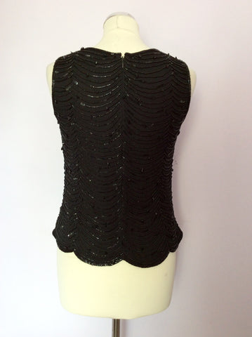 Cinelle Black Silk Beaded Sleeveless Top Size S - Whispers Dress Agency - Womens Tops - 3
