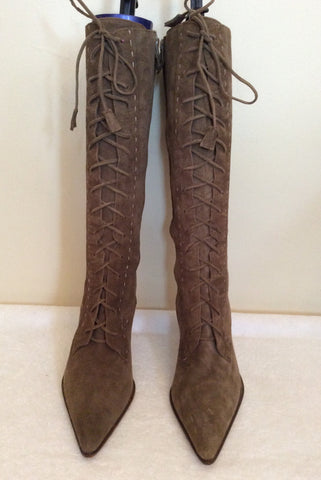 Brand New Ann Taylor Light Brown Suede Boots & Matching Handbag Size 3.5/36 - Whispers Dress Agency - Sold - 3