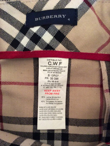 Girls Burberry Beige Check Wool Blend Kilt Skirt Age 4 - Whispers Dress Agency - Sold - 3