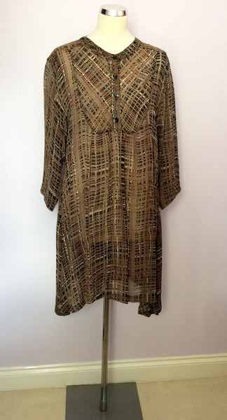 The Masai Clothing Company Black, Brown & White Print Dress Size M - Whispers Dress Agency - Sold - 1