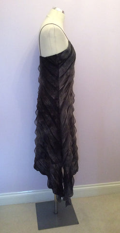 MICHEL AMBERS BLACK & DARK GREY TIERED PLEAT DRESS SIZE 12 - Whispers Dress Agency - Womens Dresses - 3