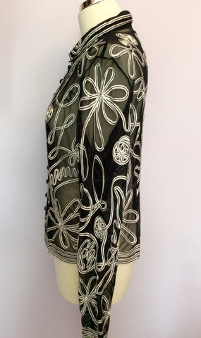 Phase Eight Black & White Applique Beaded Trim Shirt Size 18 - Whispers Dress Agency - Sold - 2