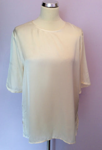 Vintage Jaeger Ivory Satin Blouse Size L - Whispers Dress Agency - Sold - 1