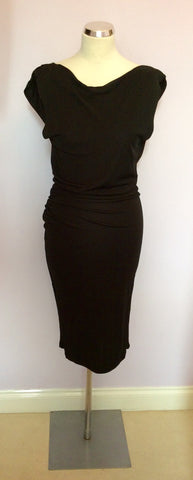 LK Bennett Black Tann Drape Dress Size 12 - Whispers Dress Agency - Sold - 1